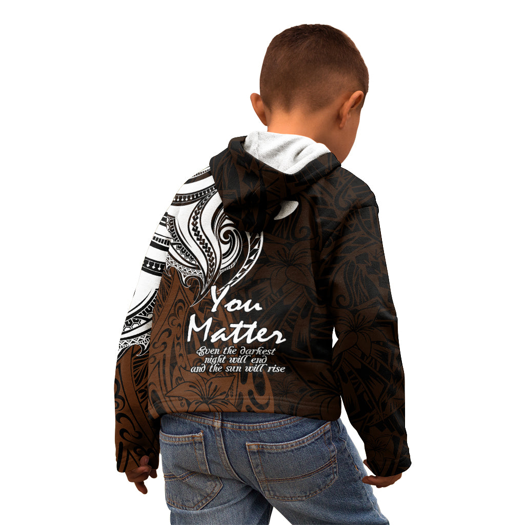 Your Matter Suicide Prevention Kid Hoodie Gold Polynesian Tribal LT9 - Polynesian Pride
