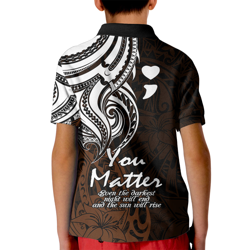 Your Matter Suicide Prevention Kid Polo Shirt Gold Polynesian Tribal LT9 - Polynesian Pride