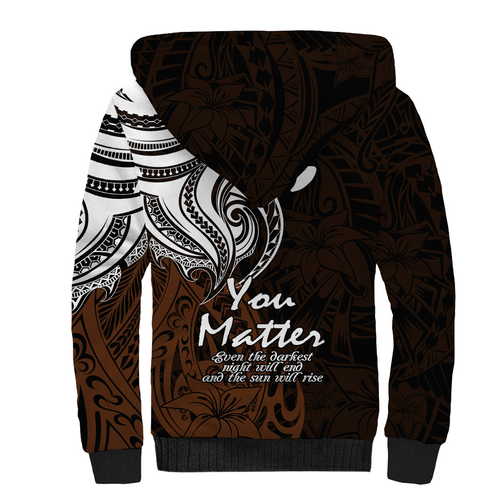 Your Matter Suicide Prevention Sherpa Hoodie Gold Polynesian Tribal LT9 - Polynesian Pride