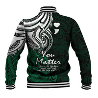 Your Matter Suicide Prevention Baseball Jacket Green Polynesian Tribal LT9 - Polynesian Pride