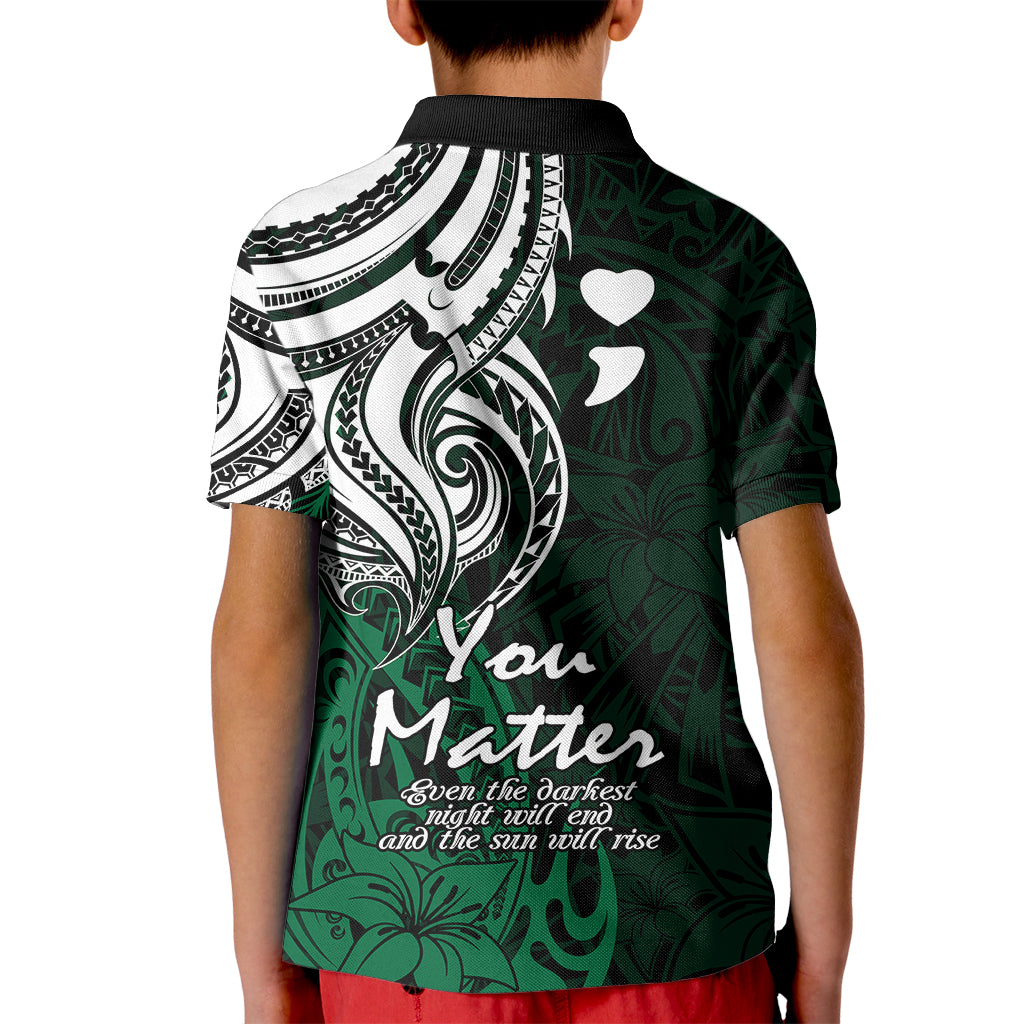 Your Matter Suicide Prevention Kid Polo Shirt Green Polynesian Tribal LT9 - Polynesian Pride