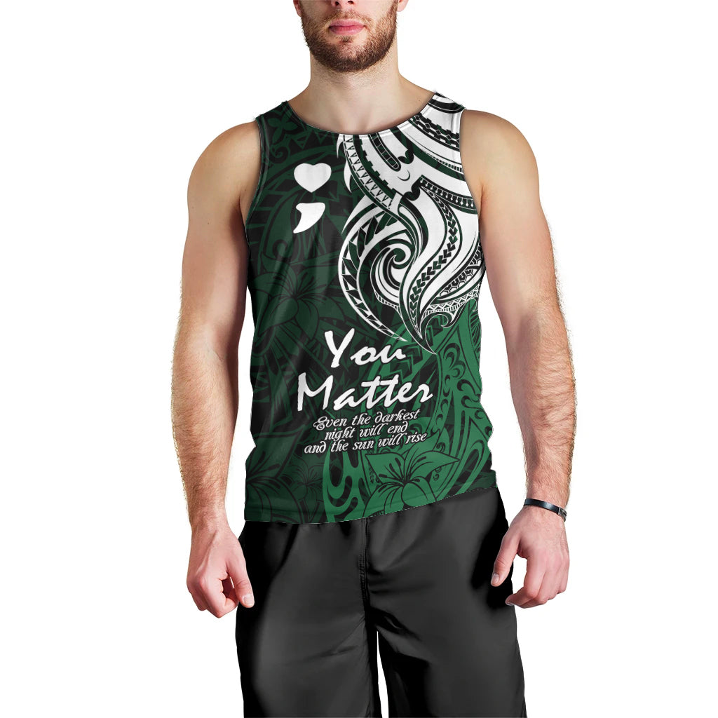Your Matter Suicide Prevention Men Tank Top Green Polynesian Tribal LT9 - Polynesian Pride