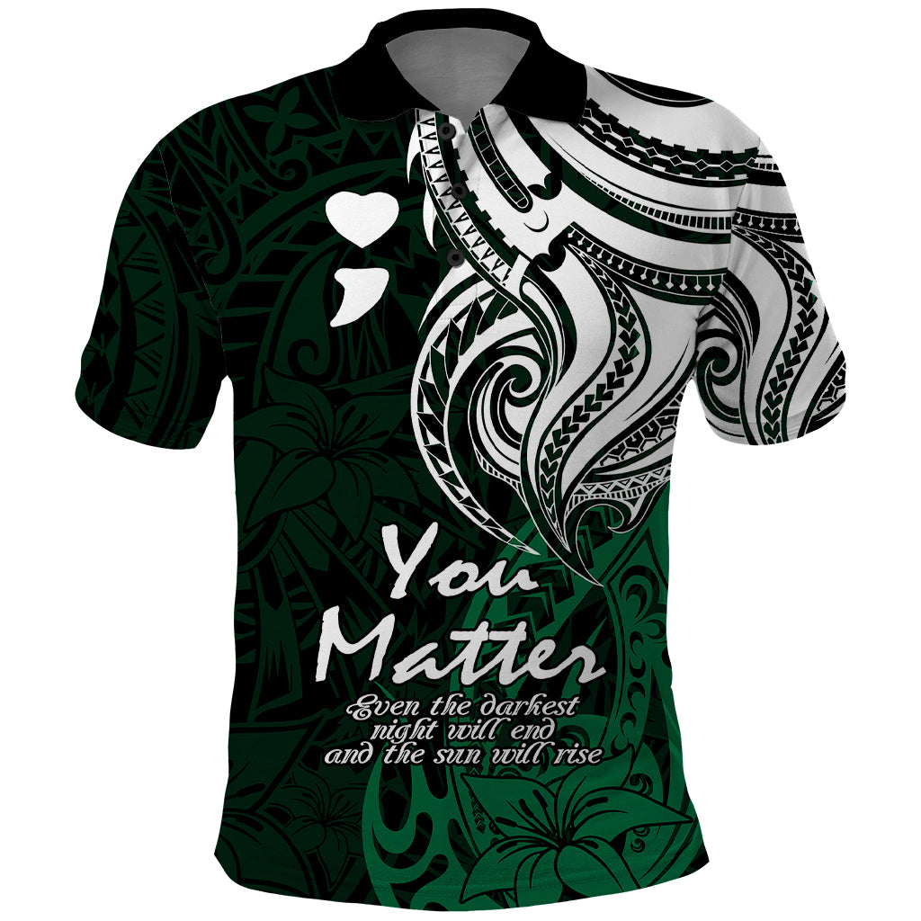 Your Matter Suicide Prevention Polo Shirt Green Polynesian Tribal LT9 Green - Polynesian Pride