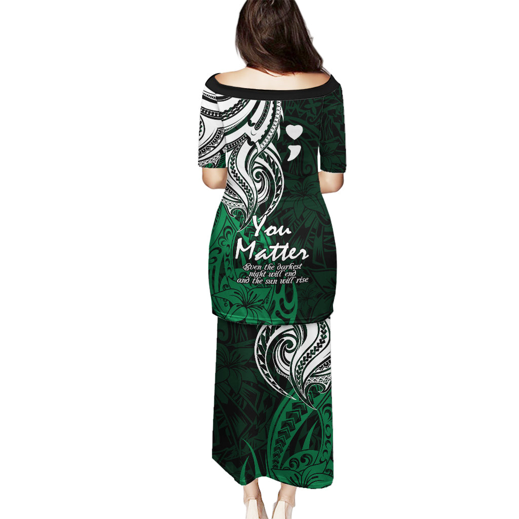Your Matter Suicide Prevention Puletasi Green Polynesian Tribal LT9 - Polynesian Pride