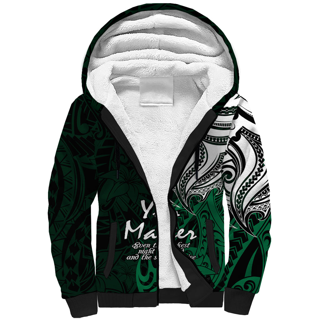 Your Matter Suicide Prevention Sherpa Hoodie Green Polynesian Tribal LT9 Unisex Green - Polynesian Pride