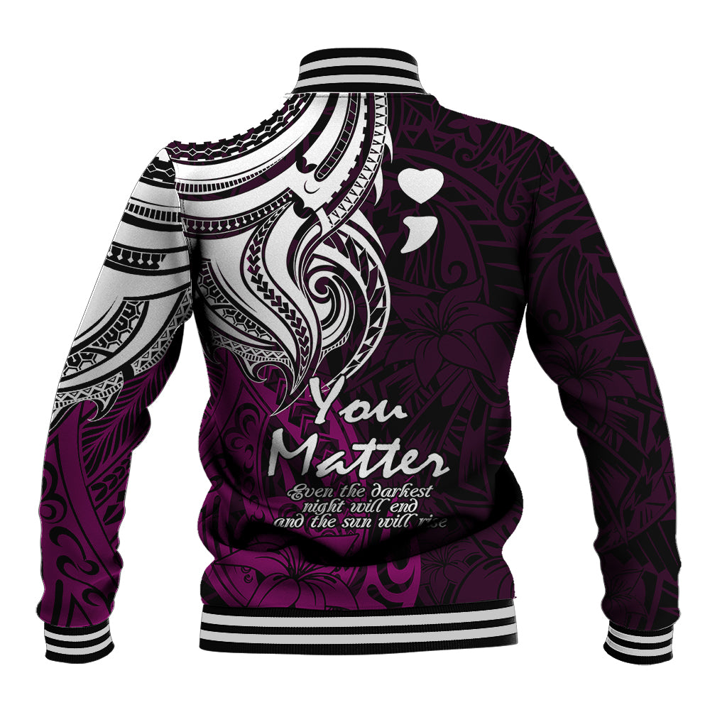 Your Matter Suicide Prevention Baseball Jacket Pink Polynesian Tribal LT9 - Polynesian Pride