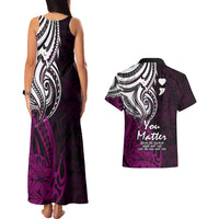 Your Matter Suicide Prevention Couples Matching Tank Maxi Dress and Hawaiian Shirt Pink Polynesian Tribal LT9 - Polynesian Pride