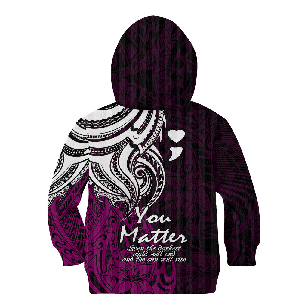 Your Matter Suicide Prevention Kid Hoodie Pink Polynesian Tribal LT9 - Polynesian Pride