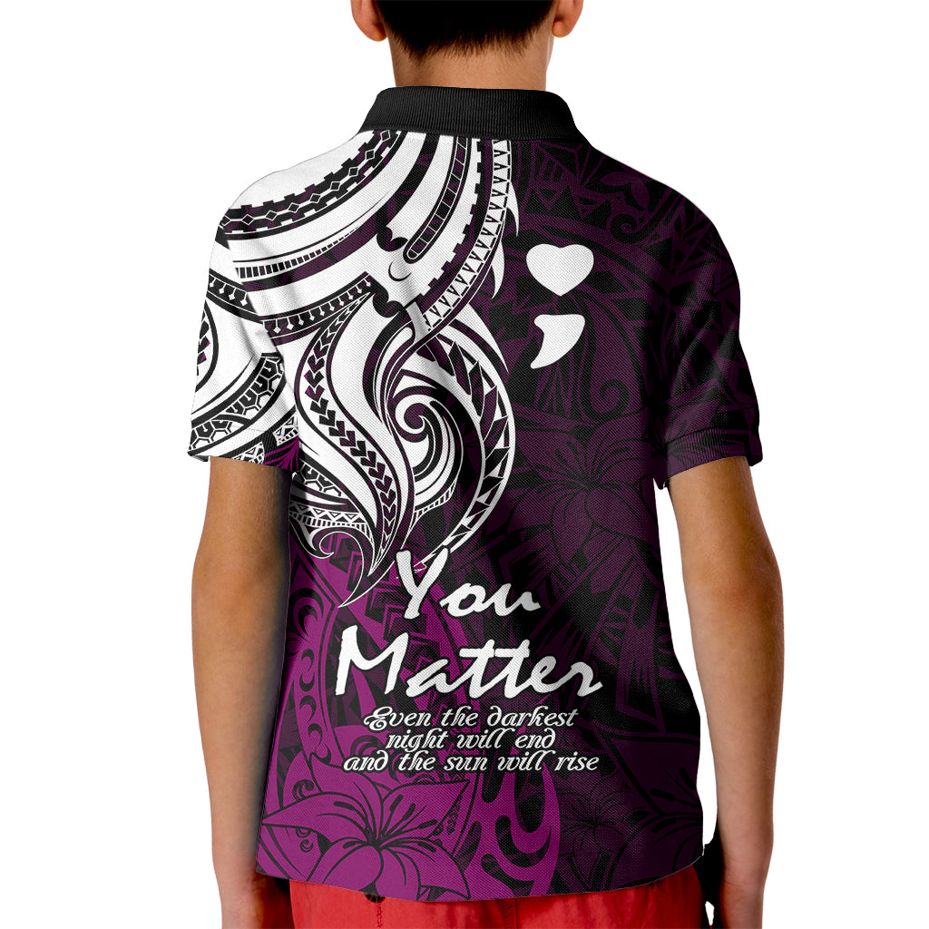 Your Matter Suicide Prevention Kid Polo Shirt Pink Polynesian Tribal LT9 - Polynesian Pride