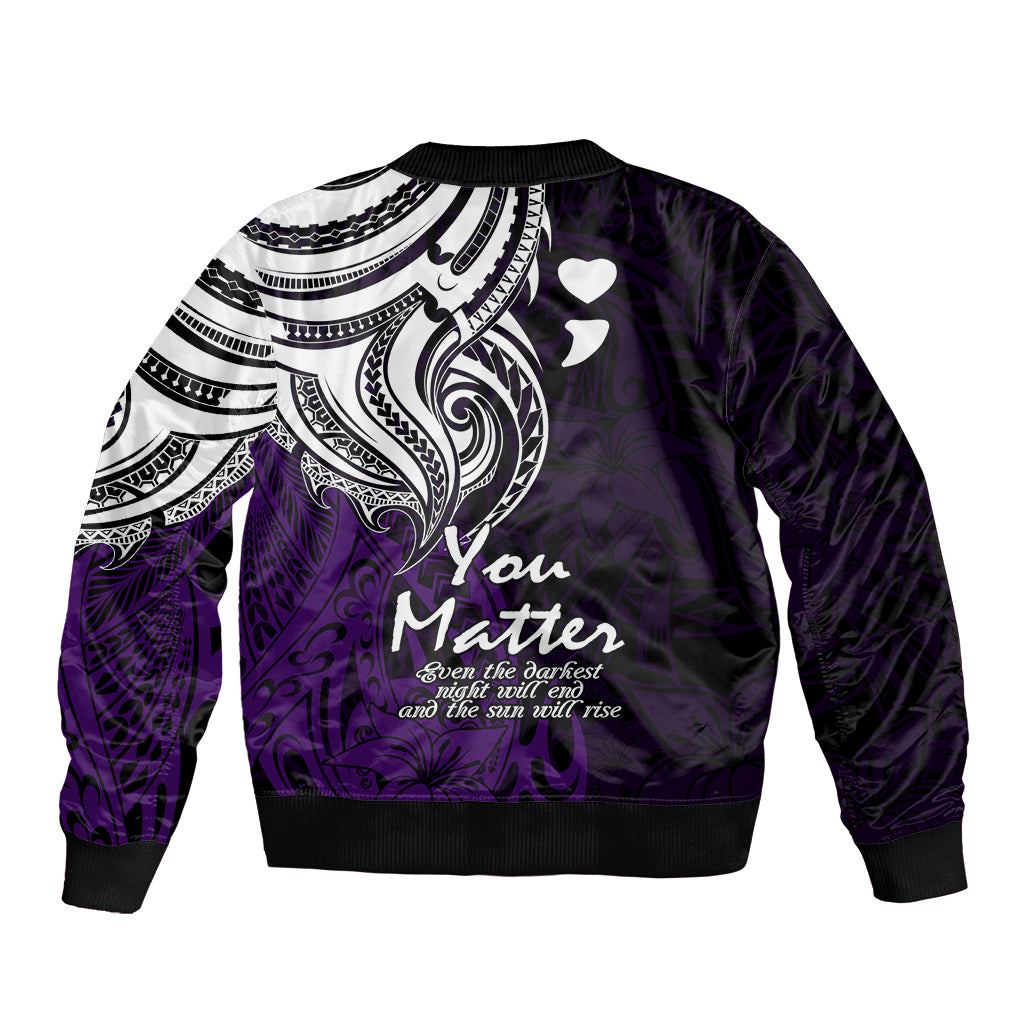 Your Matter Suicide Prevention Bomber Jacket Purple Polynesian Tribal LT9 - Polynesian Pride