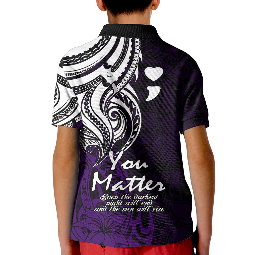 Your Matter Suicide Prevention Kid Polo Shirt Purple Polynesian Tribal LT9 - Polynesian Pride