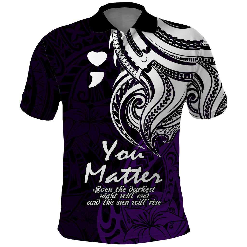 Your Matter Suicide Prevention Polo Shirt Purple Polynesian Tribal LT9 Purple - Polynesian Pride