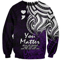 Your Matter Suicide Prevention Sweatshirt Purple Polynesian Tribal LT9 Unisex Purple - Polynesian Pride