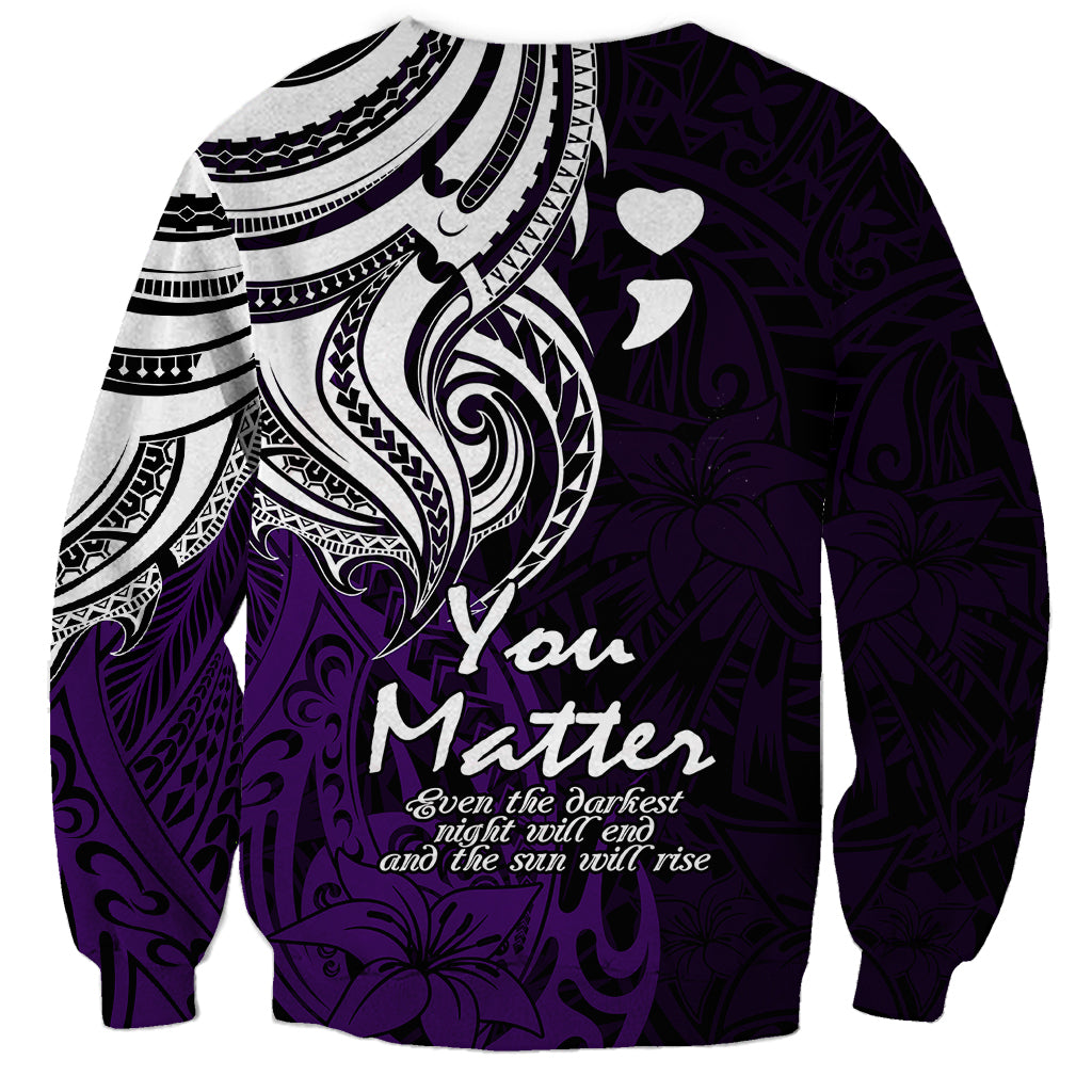 Your Matter Suicide Prevention Sweatshirt Purple Polynesian Tribal LT9 - Polynesian Pride