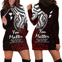 Your Matter Suicide Prevention Hoodie Dress Red Polynesian Tribal LT9 - Polynesian Pride