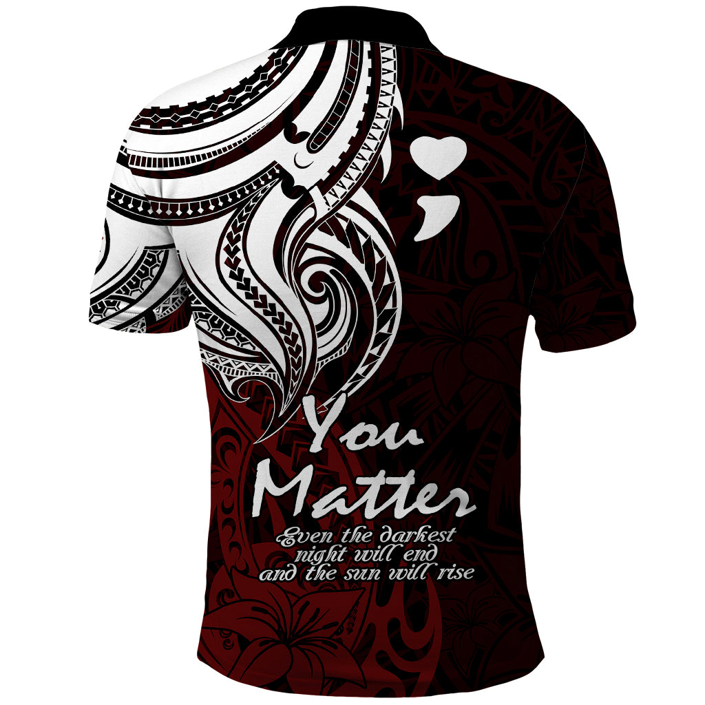 Your Matter Suicide Prevention Polo Shirt Red Polynesian Tribal LT9 - Polynesian Pride