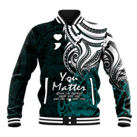 Your Matter Suicide Prevention Baseball Jacket Turqoise Polynesian Tribal LT9 Unisex Turquoise - Polynesian Pride