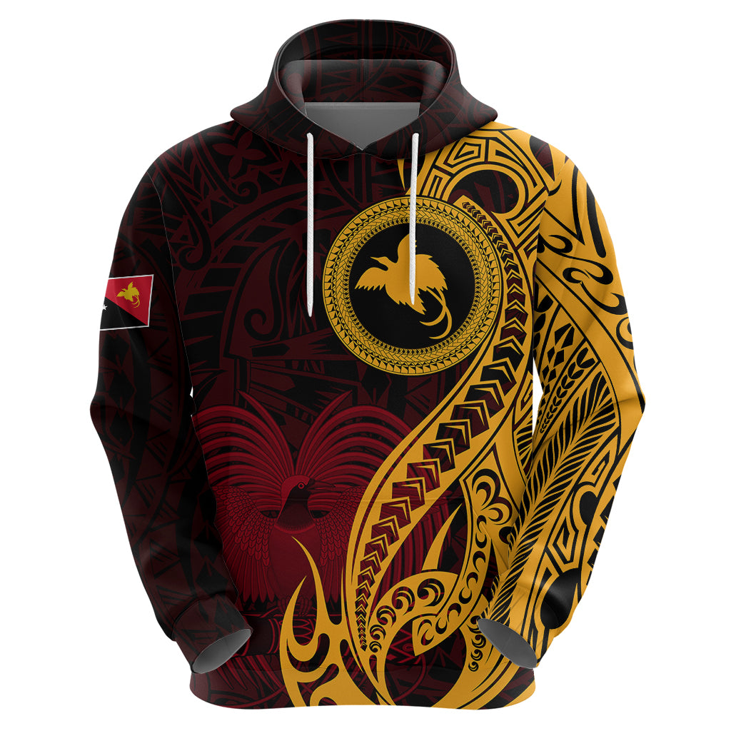 Papua New Guinea Island Hoodie Bird of Paradise with Gold Polynesian Tribal LT9 - Polynesian Pride