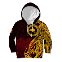 Papua New Guinea Island Kid Hoodie Bird of Paradise with Gold Polynesian Tribal LT9 Hoodie Gold - Polynesian Pride