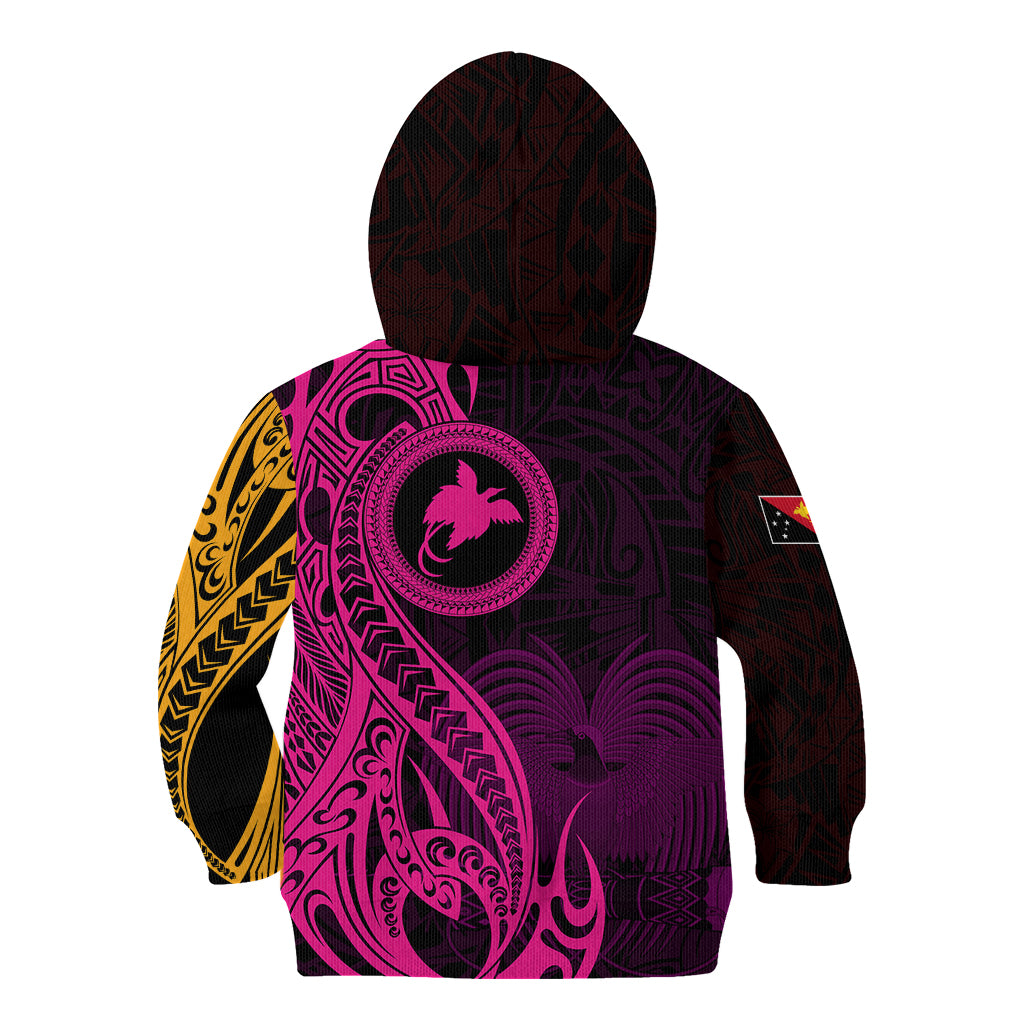 Papua New Guinea Island Kid Hoodie Bird of Paradise with Gold Polynesian Tribal LT9 - Polynesian Pride