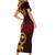 Papua New Guinea Island Short Sleeve Bodycon Dress Bird of Paradise with Gold Polynesian Tribal LT9 - Polynesian Pride