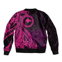 Papua New Guinea Island Bomber Jacket Bird of Paradise with Pink Polynesian Tribal LT9 - Polynesian Pride