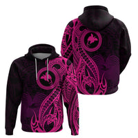 Papua New Guinea Island Hoodie Bird of Paradise with Pink Polynesian Tribal LT9 - Polynesian Pride