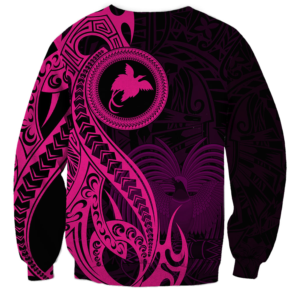 Papua New Guinea Island Sweatshirt Bird of Paradise with Pink Polynesian Tribal LT9 - Polynesian Pride