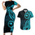 Papua New Guinea Island Couples Matching Short Sleeve Bodycon Dress and Hawaiian Shirt Bird of Paradise with Aqua Polynesian Tribal LT9 Aqua - Polynesian Pride