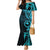 Papua New Guinea Island Mermaid Dress Bird of Paradise with Aqua Polynesian Tribal LT9 Women Aqua - Polynesian Pride