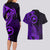 Papua New Guinea Island Couples Matching Long Sleeve Bodycon Dress and Hawaiian Shirt Bird of Paradise with Purple Polynesian Tribal LT9 - Polynesian Pride