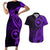 Papua New Guinea Island Couples Matching Short Sleeve Bodycon Dress and Hawaiian Shirt Bird of Paradise with Purple Polynesian Tribal LT9 Purple - Polynesian Pride