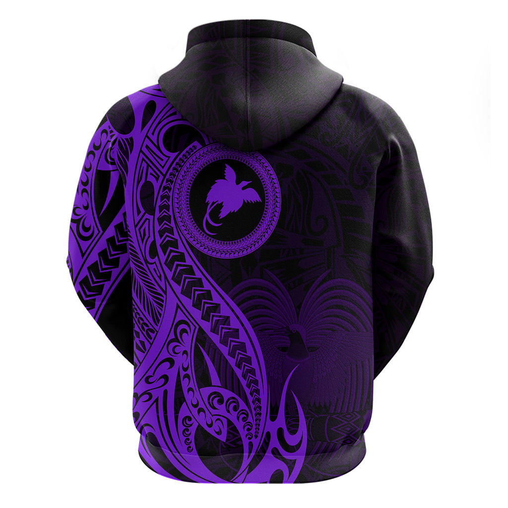 Papua New Guinea Island Hoodie Bird of Paradise with Purple Polynesian Tribal LT9 - Polynesian Pride