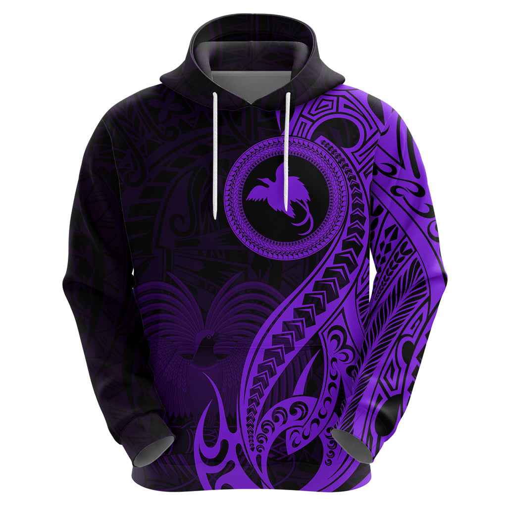 Papua New Guinea Island Hoodie Bird of Paradise with Purple Polynesian Tribal LT9 - Polynesian Pride