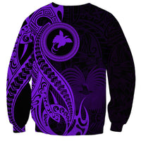 Papua New Guinea Island Sweatshirt Bird of Paradise with Purple Polynesian Tribal LT9 - Polynesian Pride