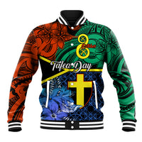 Tafea Day Baseball Jacket Vanuatu Sand Drawing With Polynesian Pattern LT9 Unisex Blue - Polynesian Pride