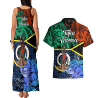 Tafea Day Couples Matching Tank Maxi Dress and Hawaiian Shirt Vanuatu Sand Drawing With Polynesian Pattern LT9 - Polynesian Pride