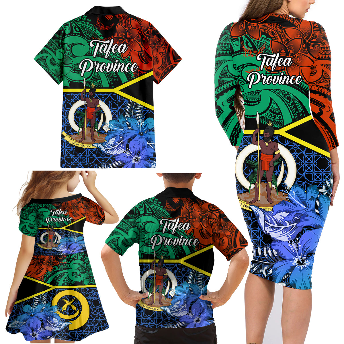 Tafea Day Family Matching Long Sleeve Bodycon Dress and Hawaiian Shirt Vanuatu Sand Drawing With Polynesian Pattern LT9 - Polynesian Pride