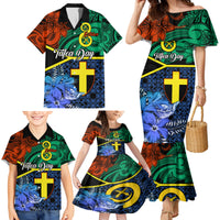 Tafea Day Family Matching Mermaid Dress and Hawaiian Shirt Vanuatu Sand Drawing With Polynesian Pattern LT9 - Polynesian Pride
