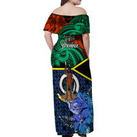 Tafea Day Family Matching Off Shoulder Maxi Dress and Hawaiian Shirt Vanuatu Sand Drawing With Polynesian Pattern LT9 - Polynesian Pride