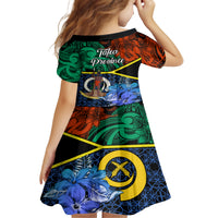 Tafea Day Family Matching Off Shoulder Short Dress and Hawaiian Shirt Vanuatu Sand Drawing With Polynesian Pattern LT9 - Polynesian Pride