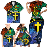 Tafea Day Family Matching Short Sleeve Bodycon Dress and Hawaiian Shirt Vanuatu Sand Drawing With Polynesian Pattern LT9 - Polynesian Pride