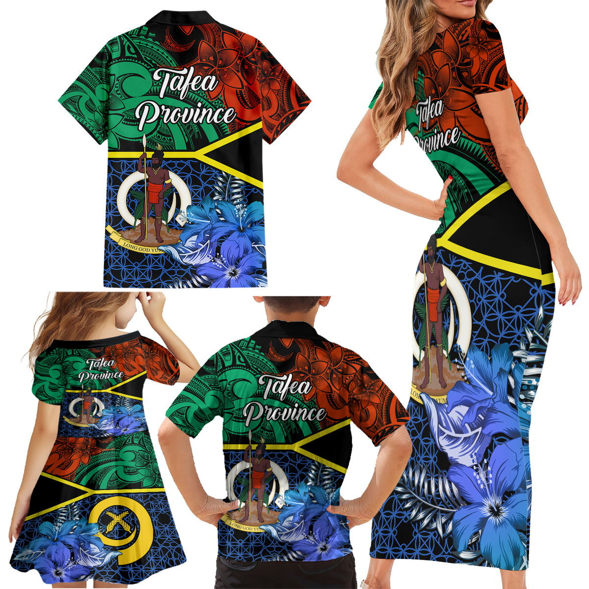 Tafea Day Family Matching Short Sleeve Bodycon Dress and Hawaiian Shirt Vanuatu Sand Drawing With Polynesian Pattern LT9 - Polynesian Pride