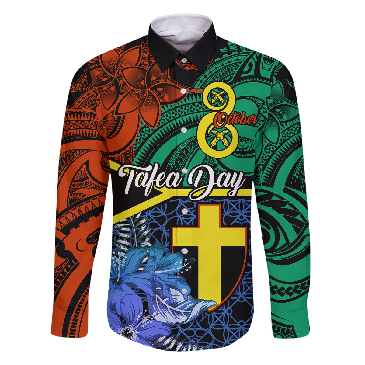 Tafea Day Family Matching Short Sleeve Bodycon Dress and Hawaiian Shirt Vanuatu Sand Drawing With Polynesian Pattern LT9 Dad's Shirt - Long Sleeve Blue - Polynesian Pride