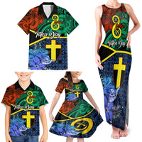Tafea Day Family Matching Tank Maxi Dress and Hawaiian Shirt Vanuatu Sand Drawing With Polynesian Pattern LT9 - Polynesian Pride
