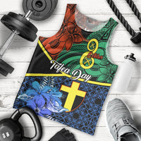 Tafea Day Men Tank Top Vanuatu Sand Drawing With Polynesian Pattern LT9 Blue - Polynesian Pride
