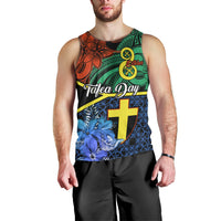 Tafea Day Men Tank Top Vanuatu Sand Drawing With Polynesian Pattern LT9 - Polynesian Pride