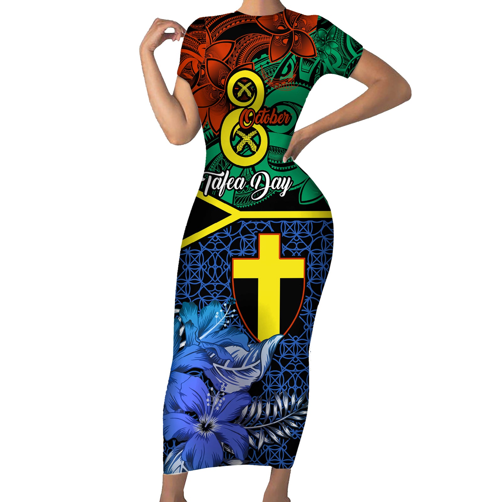 tafea-day-short-sleeve-bodycon-dress-vanuatu-sand-drawing-with-polynesian-pattern