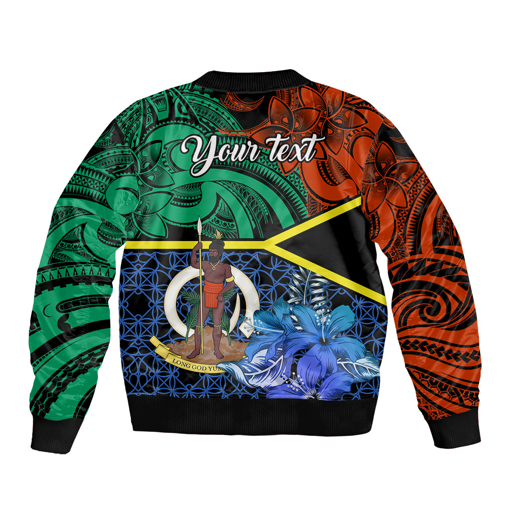 Personalised Tafea Day Bomber Jacket Vanuatu Sand Drawing With Polynesian Pattern LT9 - Polynesian Pride
