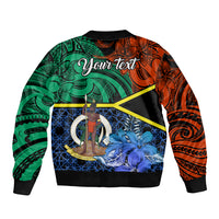 Personalised Tafea Day Bomber Jacket Vanuatu Sand Drawing With Polynesian Pattern LT9 - Polynesian Pride